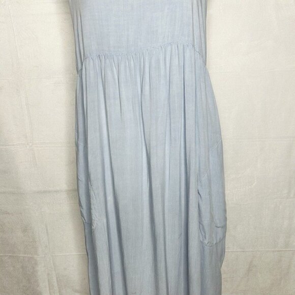 Anthropologie Saturday Sunday Blue Chambray Racer Back Smocked Dress Size XS - Picture 3 of 11